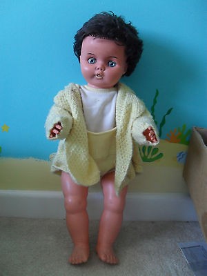 Horsman Vintage Doll 1970s Black hair blue eyes approx 26 tall 1960s 