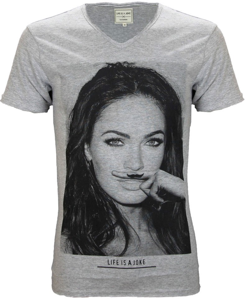 Eleven Paris Mens Megan Fox V Neck T Shirt Grey