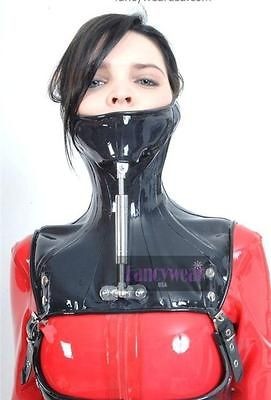 Black Latex Rubber Steel Boned Neck Corset Posture Collar S