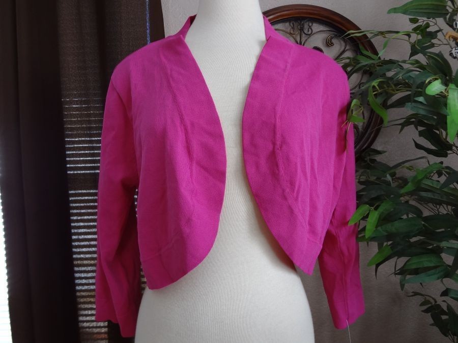 NWT JESSICA HOWARD 3/4 Sleeve Stretchy Shrug ~ Fuschia ~ 14W