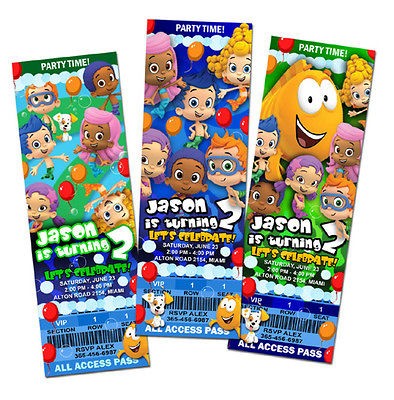 BUBBLE GUPPIES BIRTHDAY PARTY INVITATION TICKET CUSTOM PHOTO first 1st 