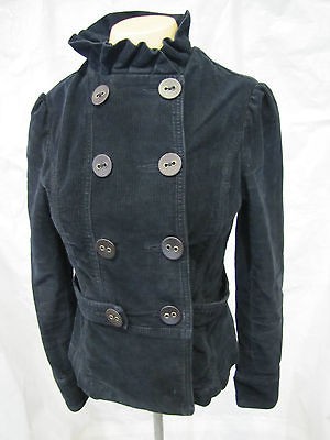 HUDSON JACKET BLAZER CORDUROY NAVY DOUBLE BREATED RUFFLE STRETCH BELT 