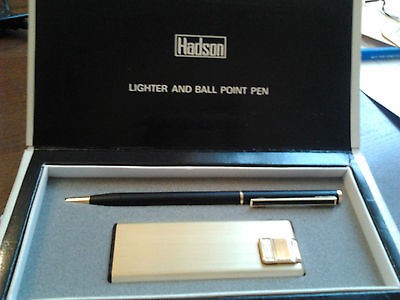 Set 2 pieces LIGHTER & PEN Hadson Gold tone Black with BOX