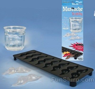 MUSTACHE ICE CUBE MOLD   STACHE ICE TRAY  8 MUSTACHES  USE WITH JELLO 