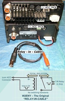 Icom IC 7000, 7200, 706, 703, 718, 78 Amp Relay Cable