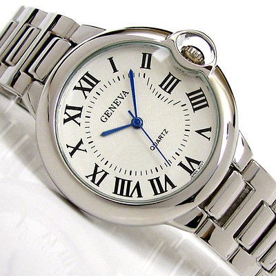 SILVER GENEVA Large Case Classic Roman Dial Womens Dressy WATCH