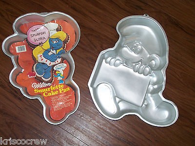 Wilton Rare Pair SMURF & SMURFETTE Peyo Cake Pans Molds