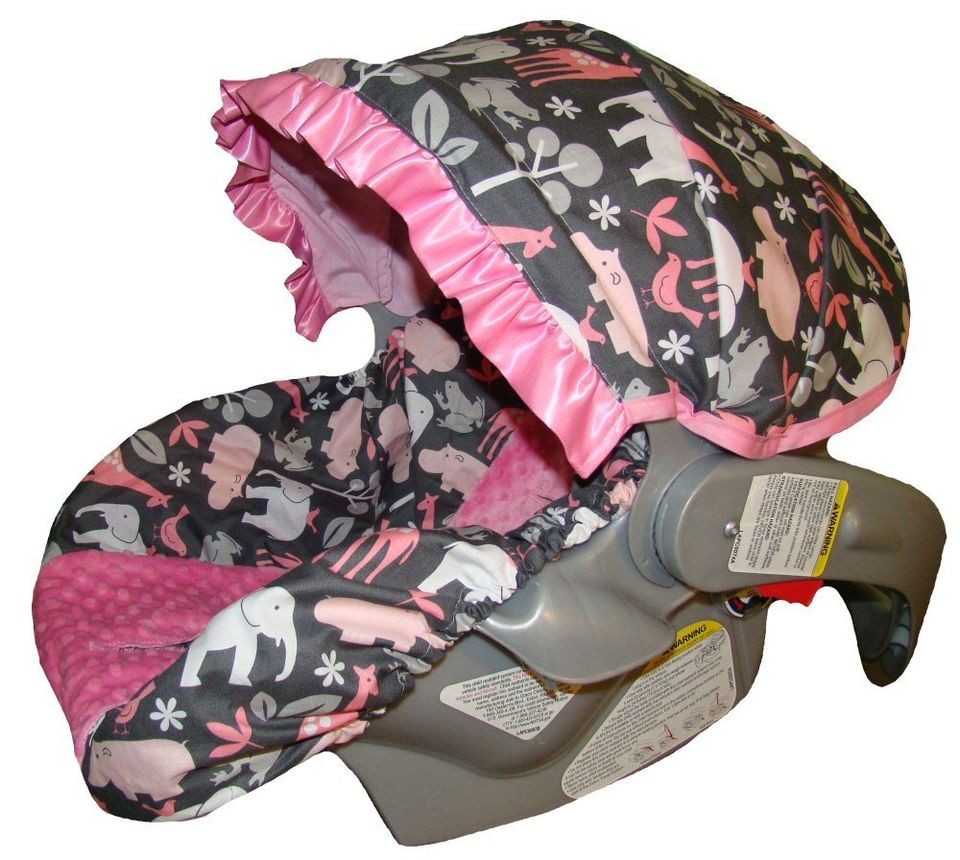 Baby Car Seat Cover   Infant Car Seat Cover   Pink Zoology