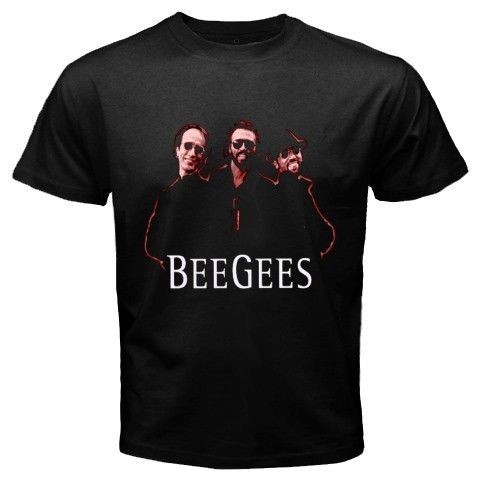 New BEE GEES Personels Pop Disco Rock Band Black T Shirt Size S M L XL 