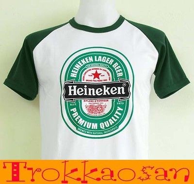   COOL Thai { XXL,XL,L,M } T Shirt Heineken White/DarkGreen&Green Trendy