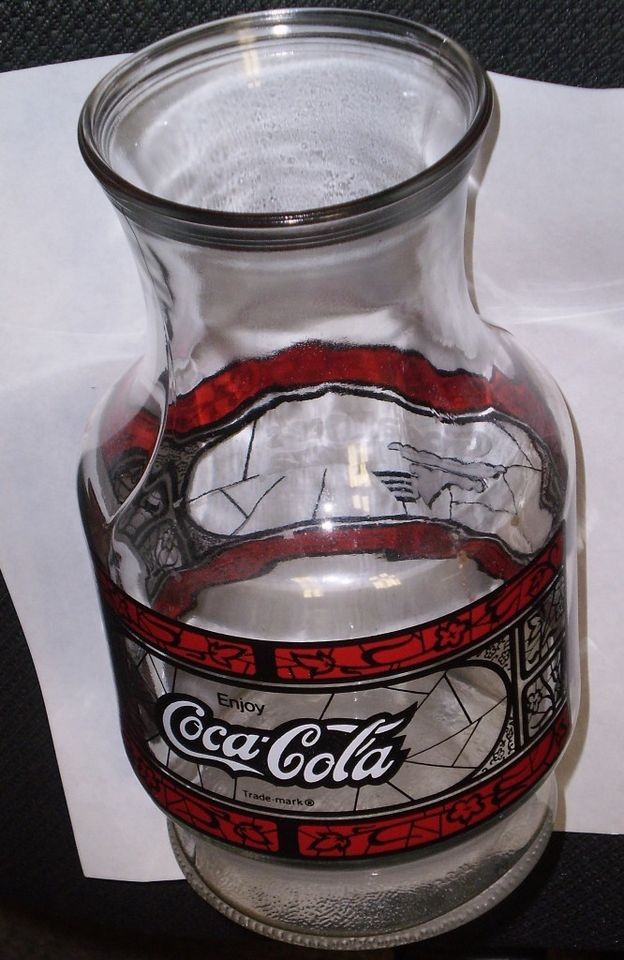 COCA COLA GLASS PITCHER / GODFATHERS PIZZA GLASS PITCHER   COCA COLA 