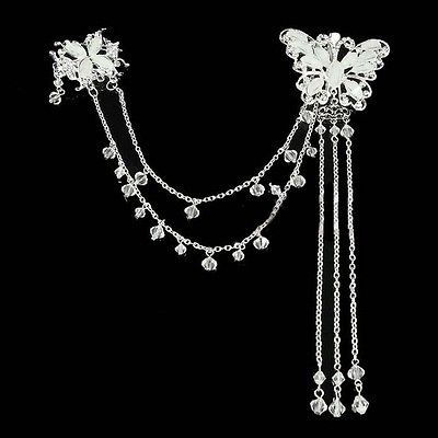 Bridal Butterfly Rhinestone Scarf Forehead band Sweater chain clip 