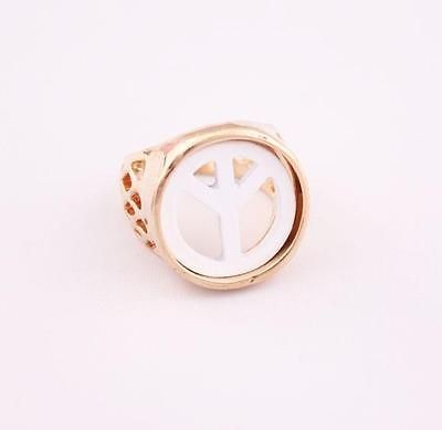 R1610 New Coming Peace symbol Gold Metal Hollow Finger Ring Size 6