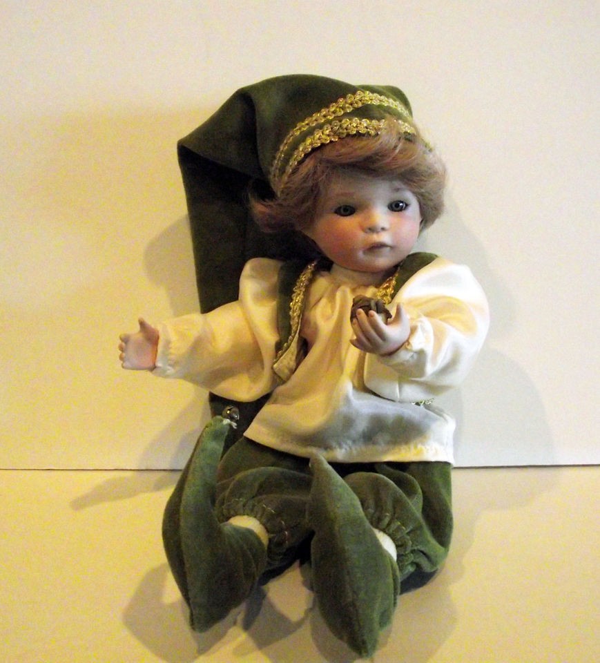 PHYLLIS PARKINS PORCELAIN ELFIN BOY DOLL WITH BIRD