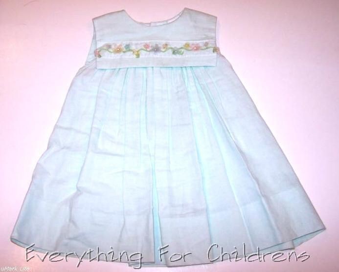 Girls CHABRE boutique dress 24M 2T sun Easter teal aqua flowers green 