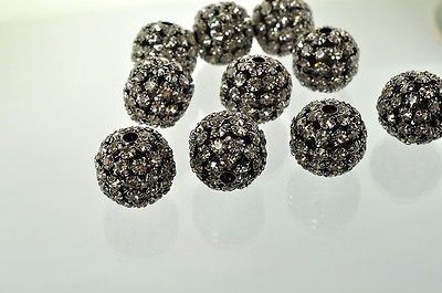 E0077  10pcs Machine Cut 16mm Hematite Platted Crystal Rhinestone Bead 