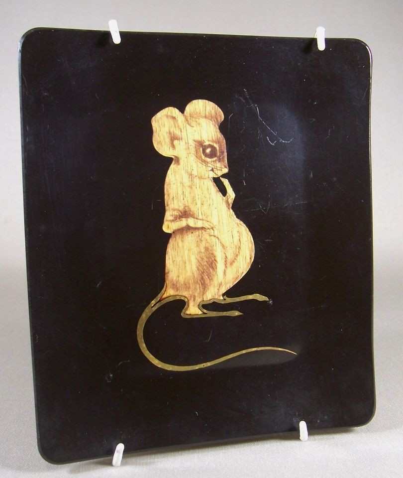 Couroc of Monterey California Vintage Mouse Black Tray Smal 