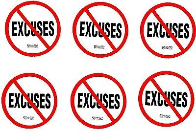 SIX NO EXCUSES SAFETY HARD HAT STICKERS UNION MADE HARDHAT DECALS 