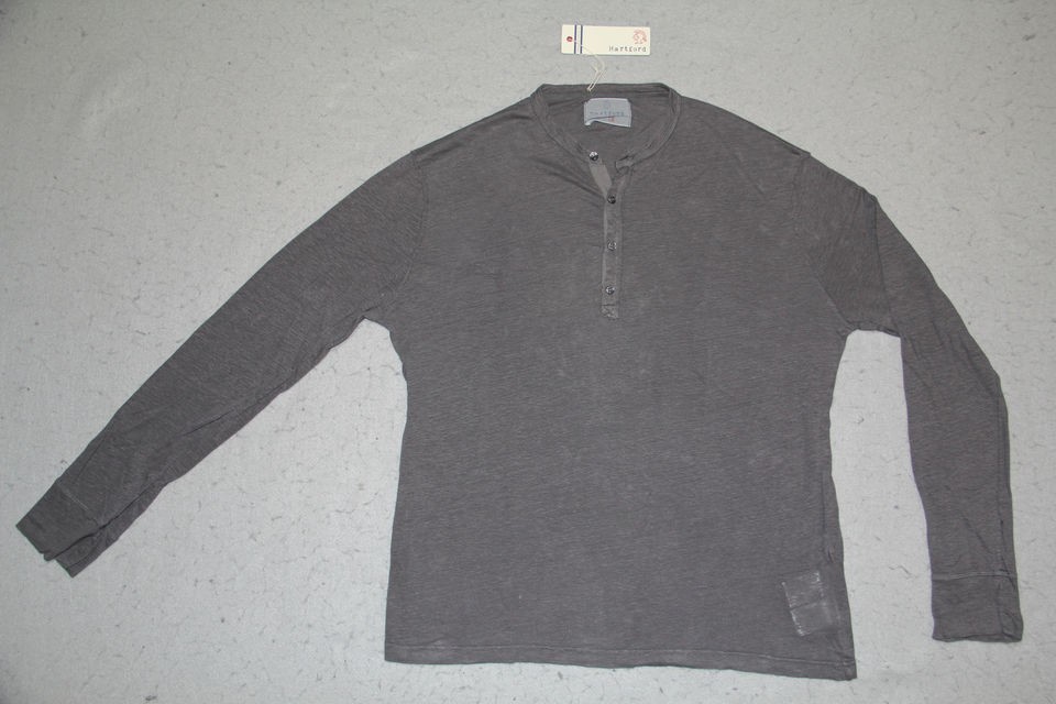 WOW AMAZING NWT HARTFORD LINEN HENLEY SHIRT IN MEDIUM GRAY ORG $168 