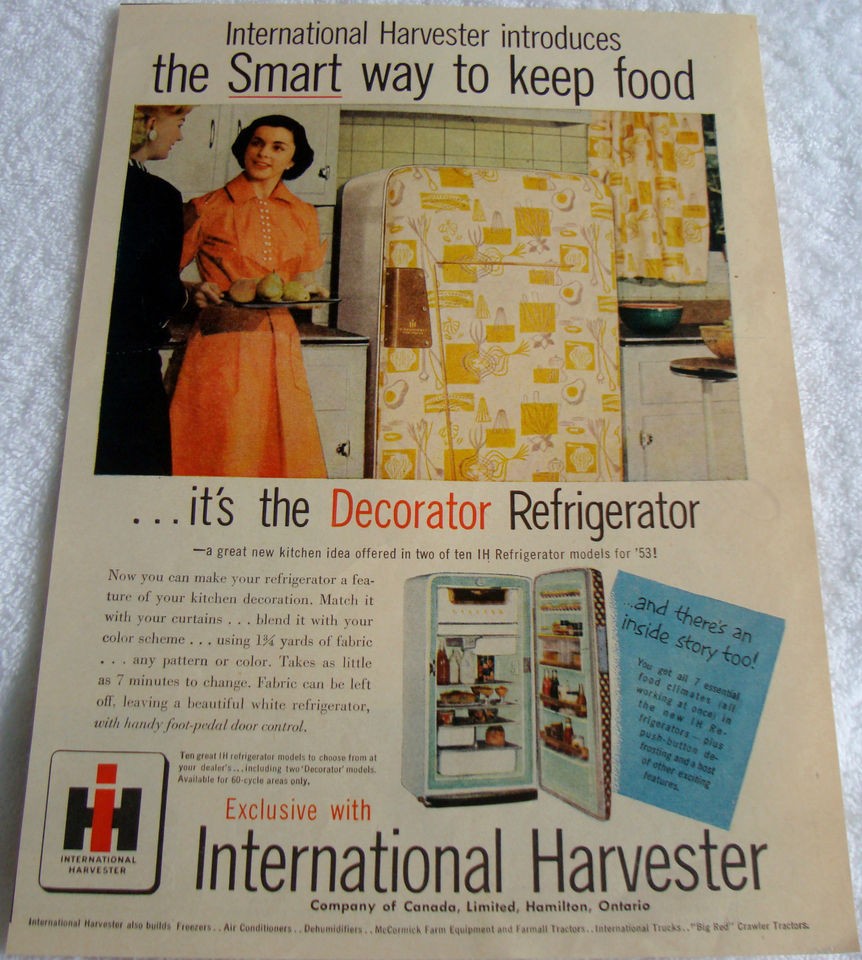 1953 INTERNATIONAL HARVESTER DECORATOR REFRIGERATOR FOOD CLIMATE ONT 