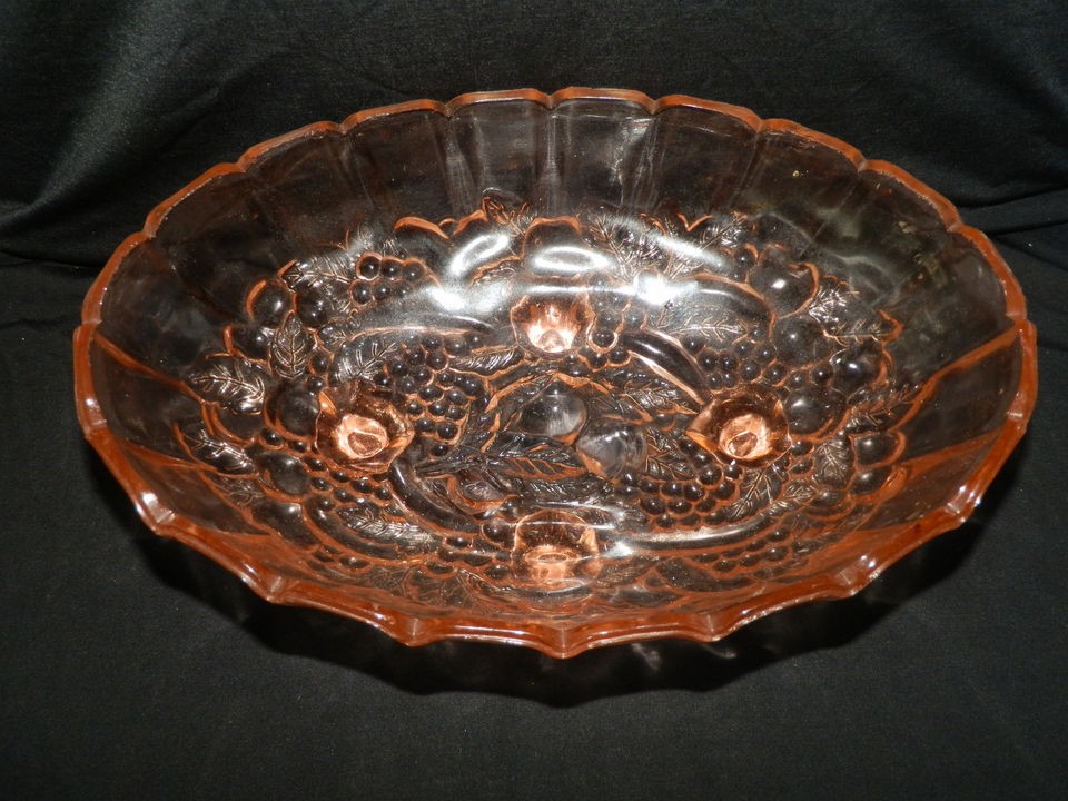 Indiana Glass ~ Garland Pink ~ Footed Centerpiece / Fruit Bowl 12