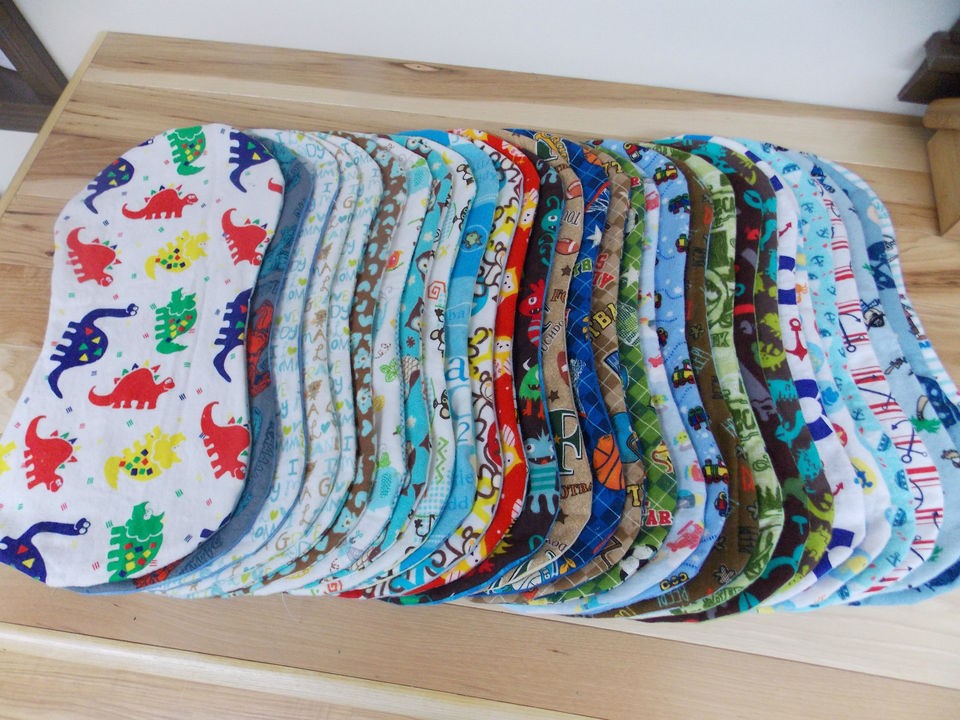 Variety of Handmade Hourglass Burp Cloths or Burp Bibs for Newborn 