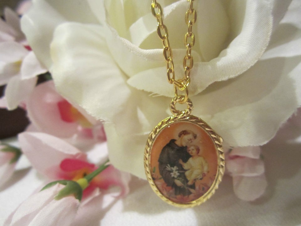 Vintage light weight St. Joseph Medal & Gold 22 necklace ~ Deal of 