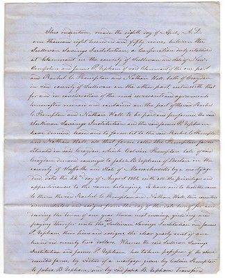 1859 Croydon, New Hampshire Indenture   Kempton, Upham, Hall