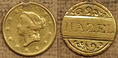 Liberty Gold Coin   Engraved Love Token   HAZEL