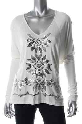 Karen Kane NEW After Dark Ivory Embellished Long Sleeve Casual Top L 