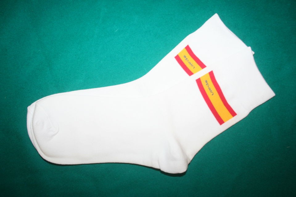 SPAIN WHITE WOMENS AND MENS COUNTRY FLAG DRESS SOCKS ESPANA NEW