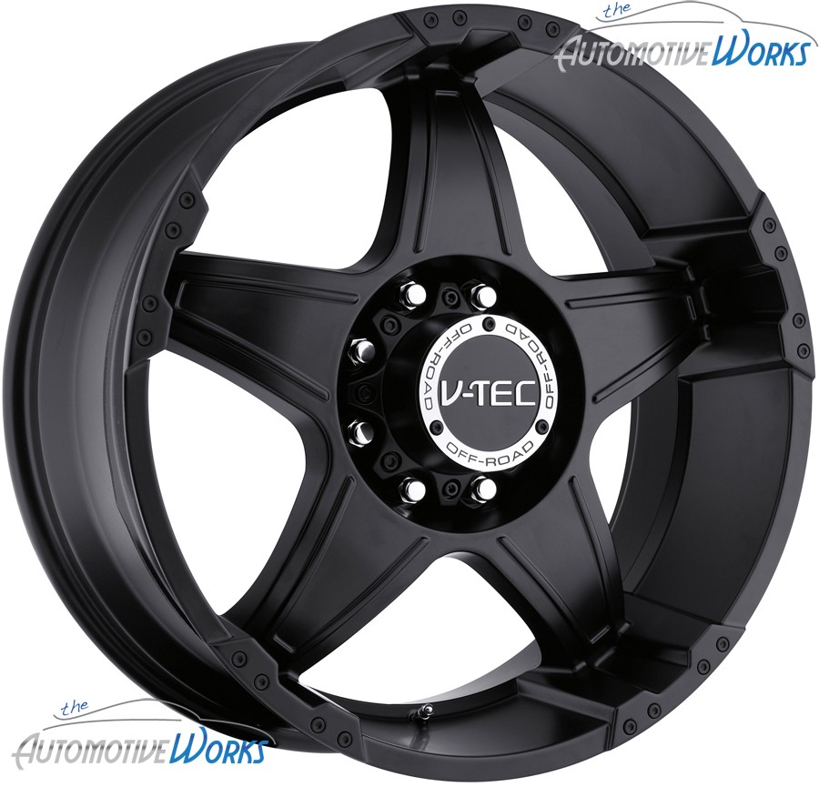 20x9 V Tec Wizard 6x139.7 6x5.5 +18mm Matte Black Wheels Rims Inch 20