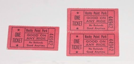 Vtg ROCKY POINT AMUSEMENT PARK Ride Tickets # 44567 RI RARE COLLECTORS 