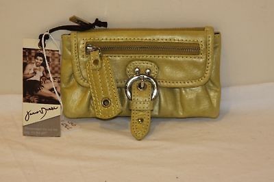 NWT JUNIOR DRAKE Lime Green Vintage Leather TINA Coin Purse Mini 