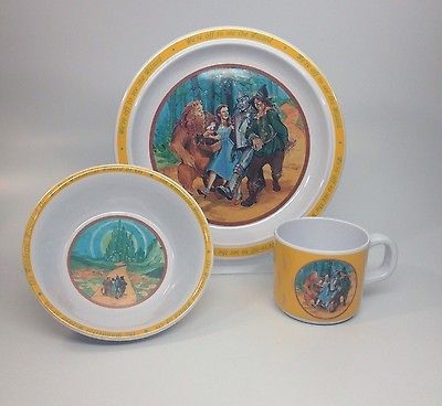 Wizard of Oz Toddler   Childs Plate, Bowl & Cup Set. 1988 Turner