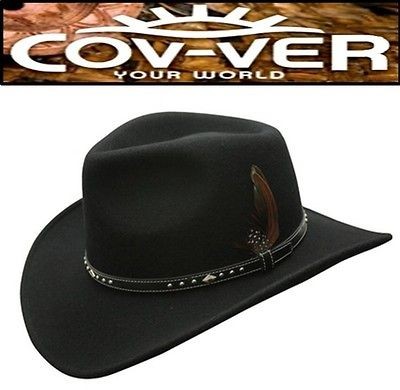 NEW Cov ver CRUSHABLE 100% Rain Proof WOOL Outback Western Cowboy Hat 