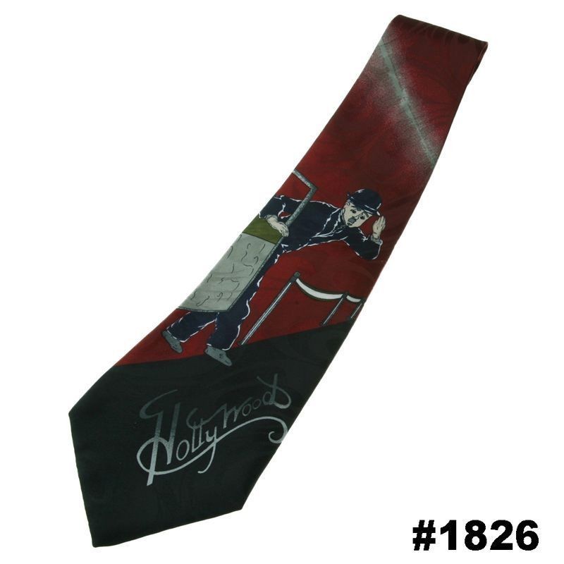 Jacquard Woven Silk Lipstick Red Charlie Chaplin Mens Necktie Neck 