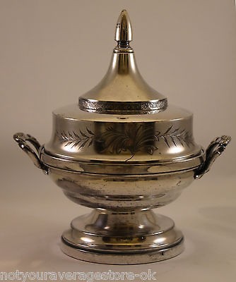 1890s James W Tufts Art Nouveau Covered Butter Dish Quadruple Silver 