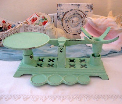 huge vintage cast iron kitchen scale green 