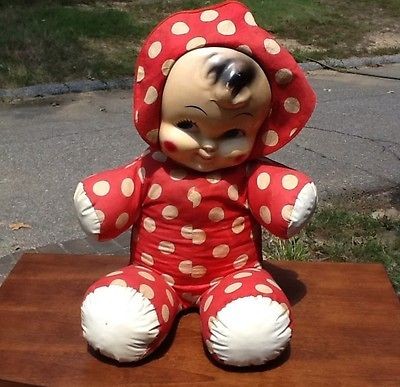 VTG PlaySchool Samet & Wells Doll Red White Polka Dot Carnival Prize 