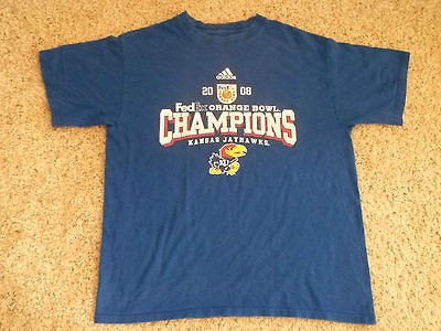 KANSAS JAYHAWKS FOOTBALL SHIRT ORANGE BOWL CHAMPIONS 2008 ADIDAS 