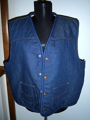  ROEBUCKS MENS DENIM JEAN VEST VGCUC CHEST 48 VGCUC FLEECE 