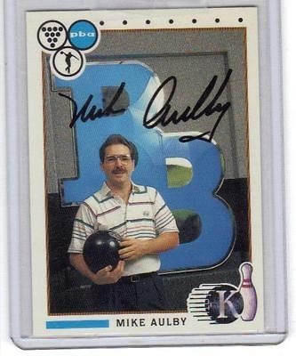 1990 KINGPINS PBA BOWLING CARD AUTO AUTOGRAPH MIKE AULBY