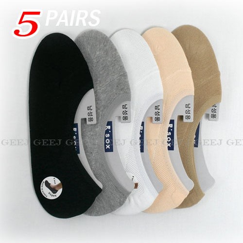 Socks 5pairs ankle low cut no show cotton non slip men women hosiery 