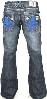 New Mens Laguna Beach Jeans Hermosa Beach Fleur De Lis Bootcut 33