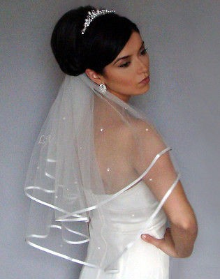 Ivory CRYSTAL RHINESTONE Bridal Wedding Veil 2025