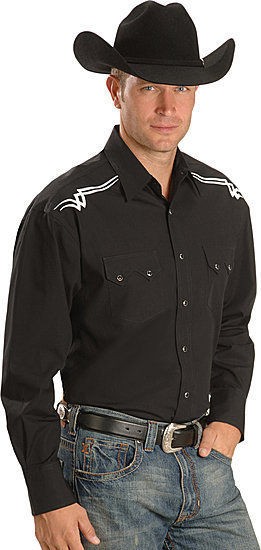 Mens Wranlger MHS175X PBR Tribal Skull Black Pearl Snap Western Shirt