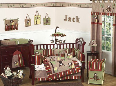 CHEAP MONKEY ANIMAL JUNGLE SAFARI BABY BOY CRIB BEDDING SET JOJO ROOM 