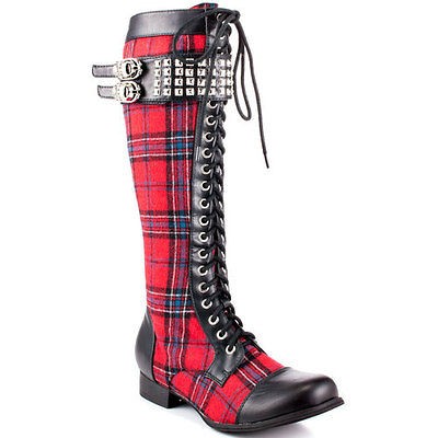 abbey dawn new rock on tall boots tartan size 11 usa