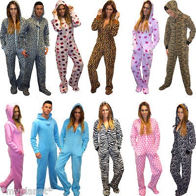 ONESIE ONEPIECE FOOTED HOODED ZIP JUMPSUIT UNISEX COMFY PYJAMAS PICK 